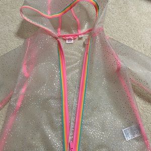 Girl gap 2T clear raincoat sparkly rainbow trim